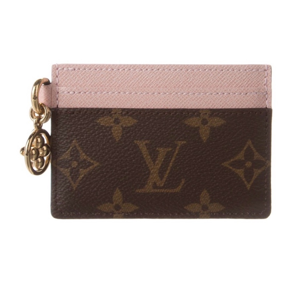 LOUIS VUITTON -Pink and Brown-Monogram Card Holder w/ gold accent - NWOT